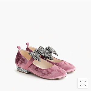 Crewcuts Pink Velvet Shoes with rhinestone bow 5